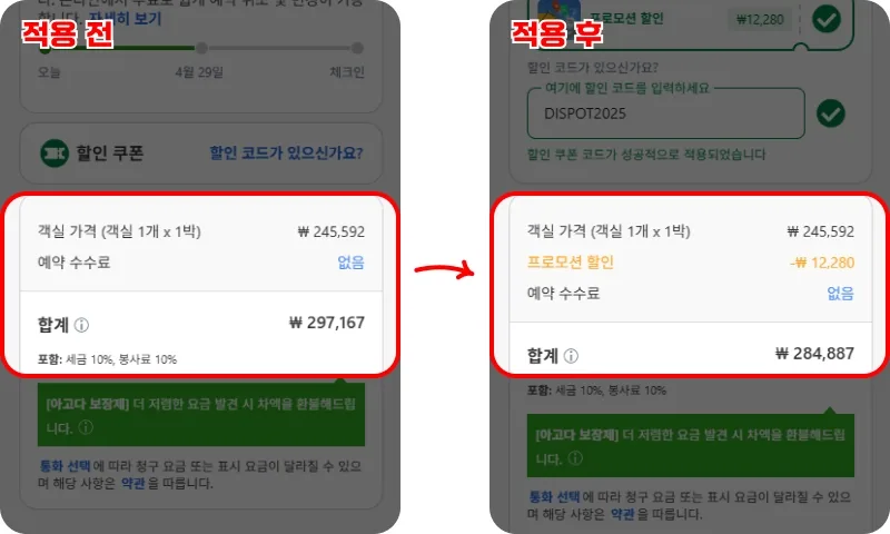 ② 할인코드 적용 결과 ② 할인코드 적용 결과